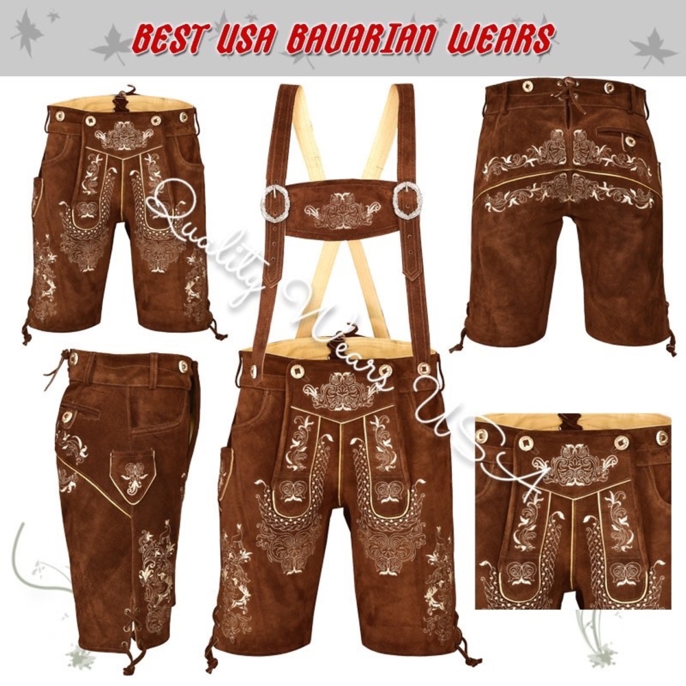 Men Oktoberfest Authentic lederhosen shorts style 1